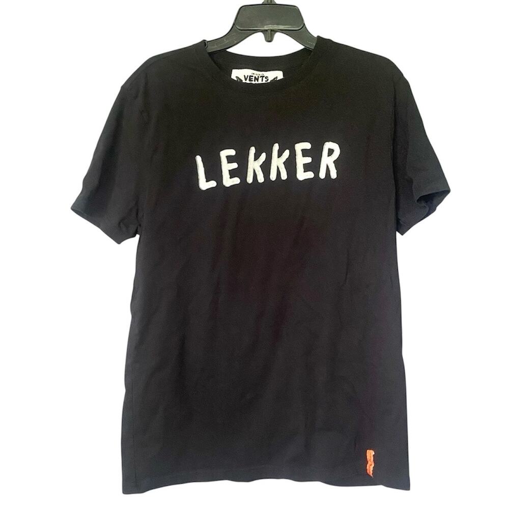 Vents Brull Shirt Men’s Size L Black Short Sleeve Lekker Crew Neck